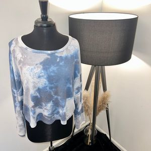 Six Fifty Blue Tie Dye Waffle Long Sleeve Top